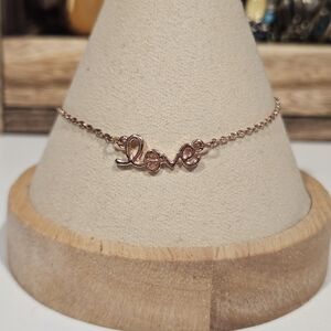 Aeropostale Rose Gold Love Bracelet Chain Quote Women's Jewelry Simple Dainty